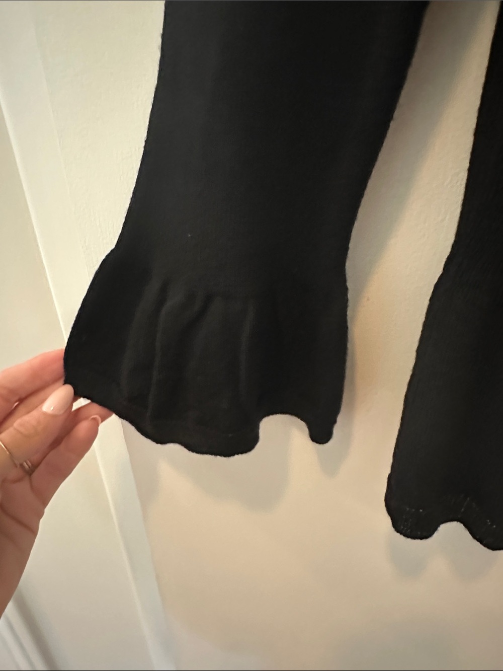 Talbots Black Ruffle-Hem Button-Front Top - Picture 4 of 5